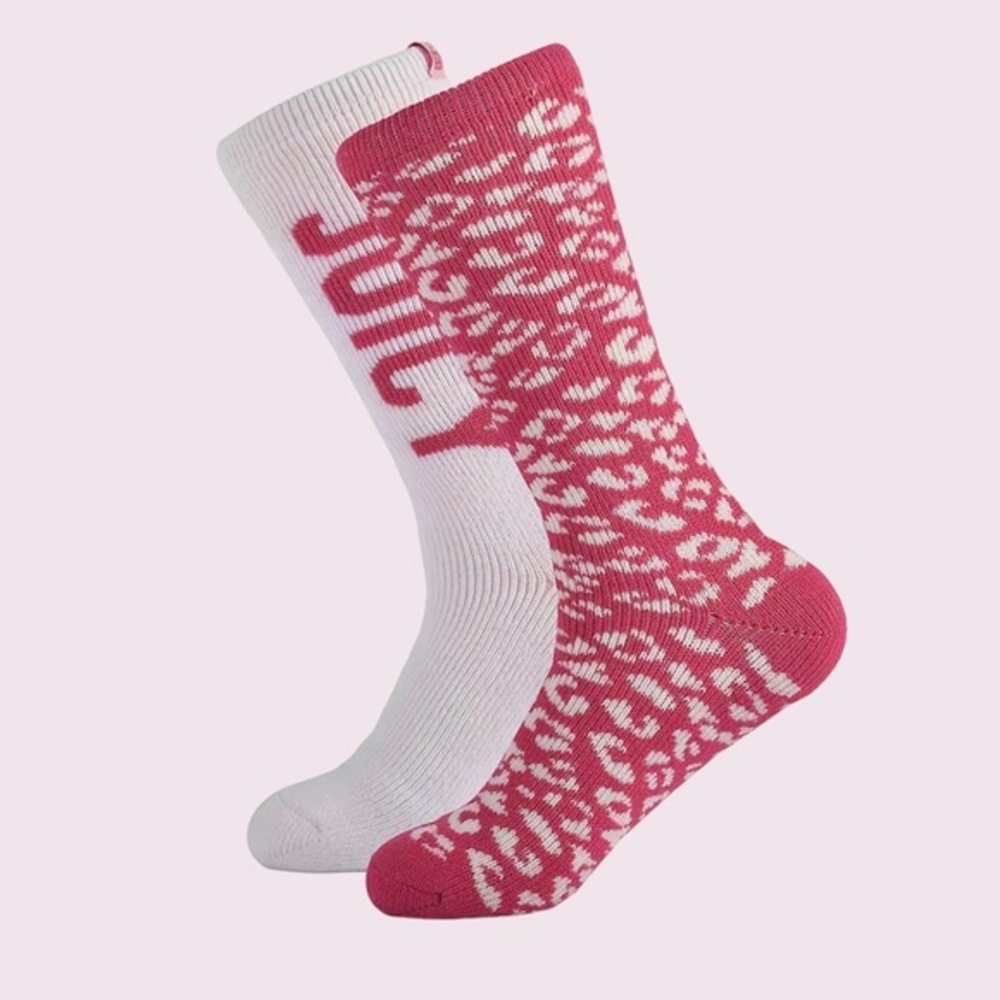Juicy Couture Pink Cheetah 2PCK Boot Socks